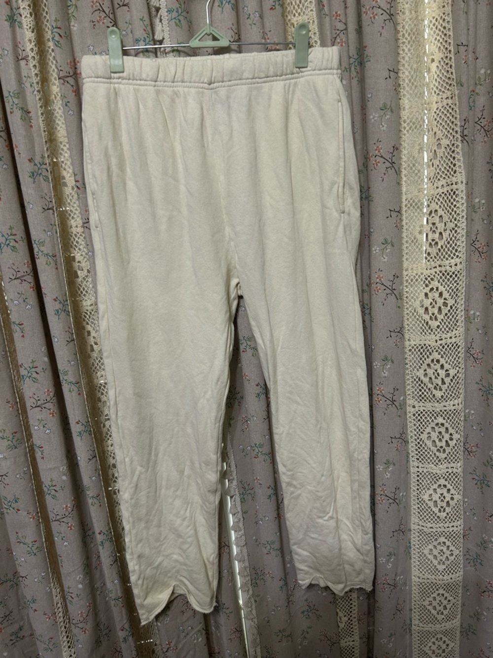 Les Tien Organic Cotton Cream Sweatpants Small Relaxed Lounge Joggers